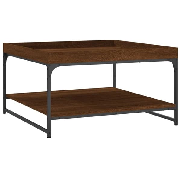 vidaXL sofabord 80x80x45 cm konstrueret træ og jern brun egetræsfarve