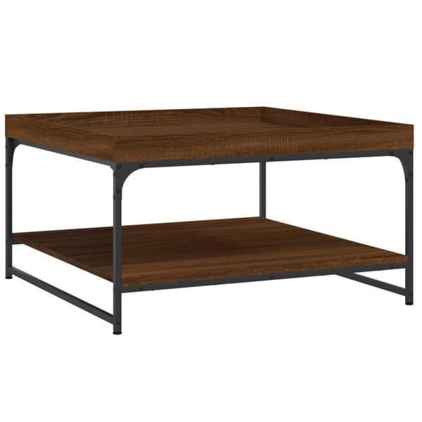 vidaXL sofabord 80x80x45 cm konstrueret træ og jern brun egetræsfarve