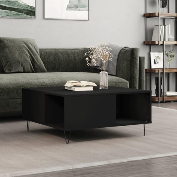 vidaXL sofabord 80x80x36,5 cm konstrueret træ sort