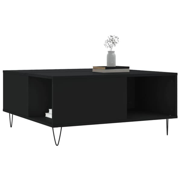 vidaXL sofabord 80x80x36,5 cm konstrueret træ sort