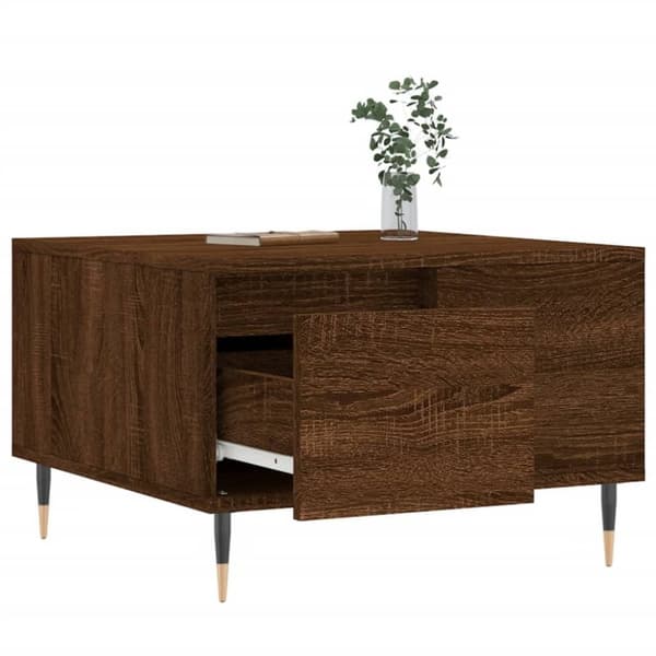 vidaXL sofabord 55x55x36,5 cm konstrueret træ brun egetræsfarve