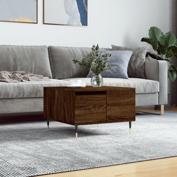 vidaXL sofabord 55x55x36,5 cm konstrueret træ brun egetræsfarve