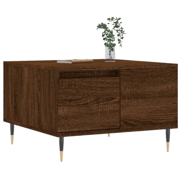 vidaXL sofabord 55x55x36,5 cm konstrueret træ brun egetræsfarve
