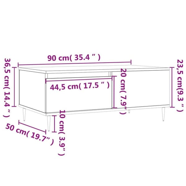 vidaXL sofabord 90x50x36,5 cm konstrueret træ hvid
