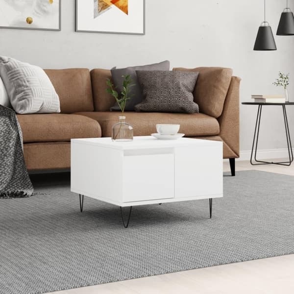 vidaXL sofabord 55x55x36,5 cm konstrueret træ hvid