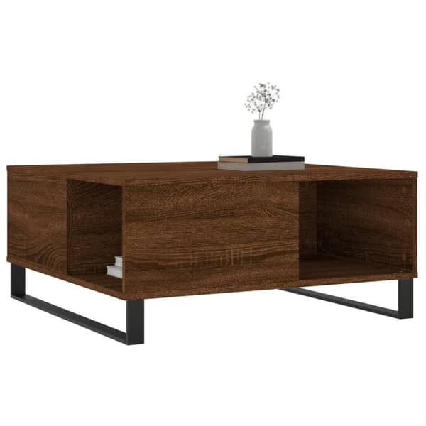 vidaXL sofabord 80x80x36,5 cm konstrueret træ brun egetræsfarve