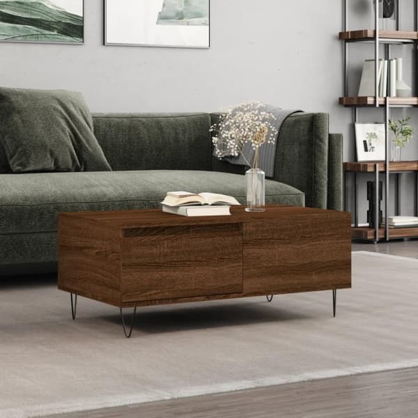 vidaXL sofabord 90x50x36,5 cm konstrueret træ brun egetræsfarve