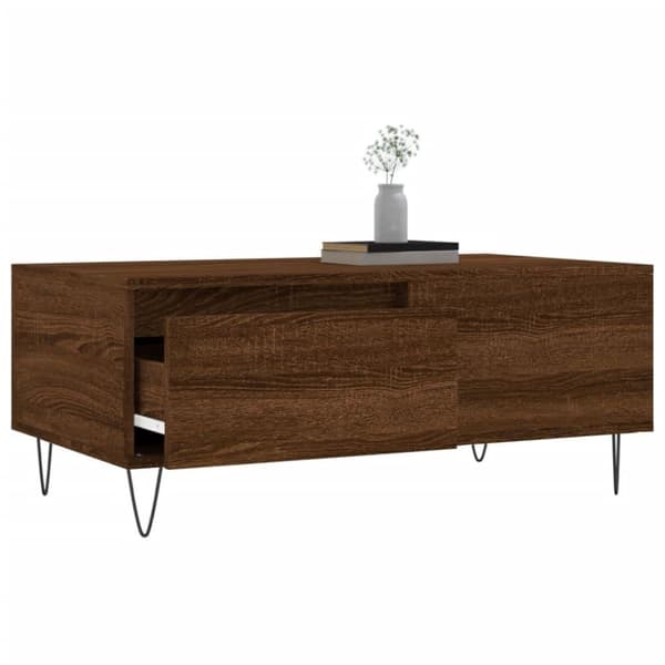 vidaXL sofabord 90x50x36,5 cm konstrueret træ brun egetræsfarve
