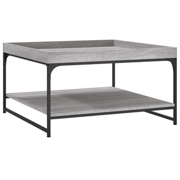 vidaXL Sohvapöytä harmaa Sonoma 80x80x45 cm tekninen puu ja rauta