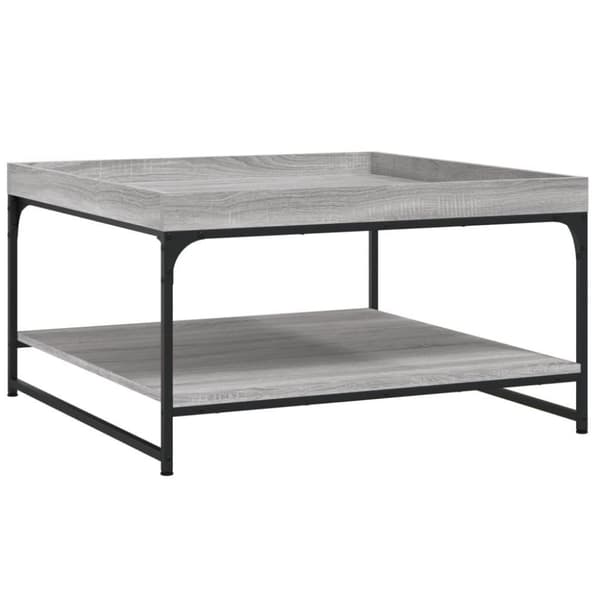 vidaXL Sohvapöytä harmaa Sonoma 80x80x45 cm tekninen puu ja rauta