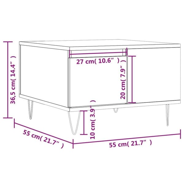 vidaXL Salongbord grå sonoma 55x55x36,5 cm konstruert tre