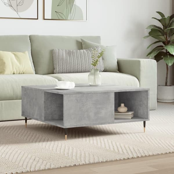 vidaXL Soffbord betonggrå 80x80x36,5 cm konstruerat trä
