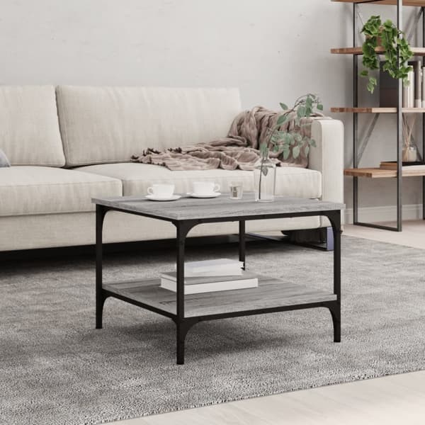vidaXL sofabord 55x55x40 cm konstrueret træ grå sonoma-eg
