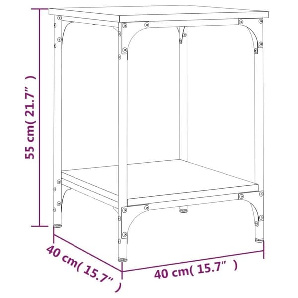 vidaXL sofabord 40x40x55 cm konstrueret træ brun egetræsfarve