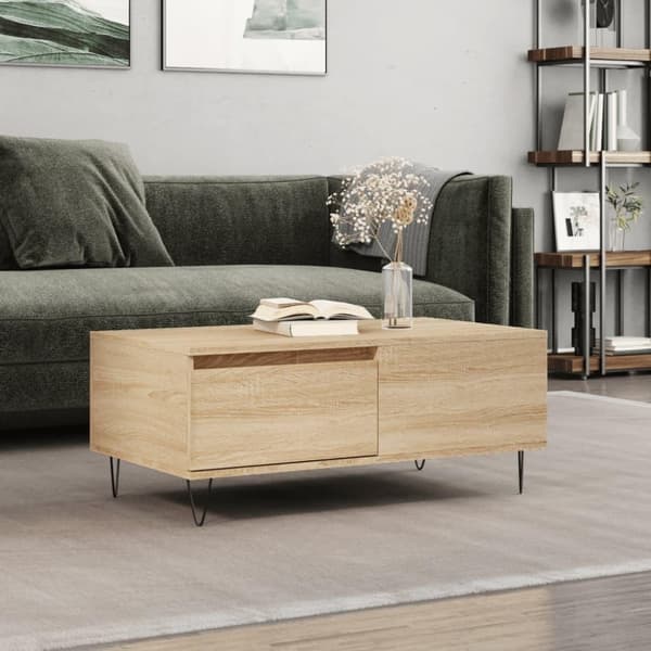 vidaXL sofabord 90x50x36,5 cm konstrueret træ sonoma-eg