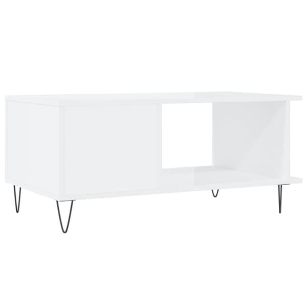 vidaXL Soffbord vit högglans 90x50x40 cm konstruerat trä