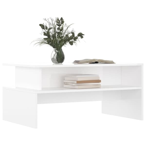 vidaXL sofabord 90x55x42,5 cm konstrueret træ hvid højglans