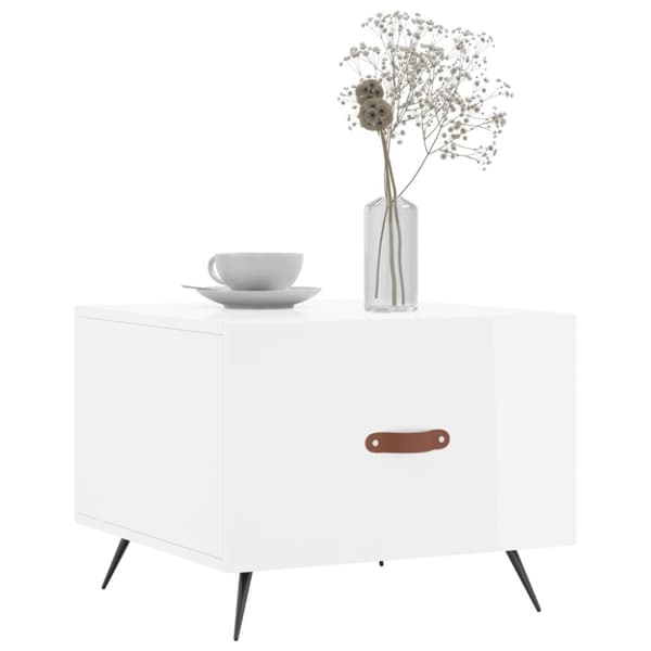 vidaXL sofabord 50x50x40 cm konstrueret træ hvid højglans