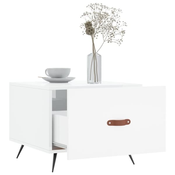 vidaXL sofabord 50x50x40 cm konstrueret træ hvid højglans