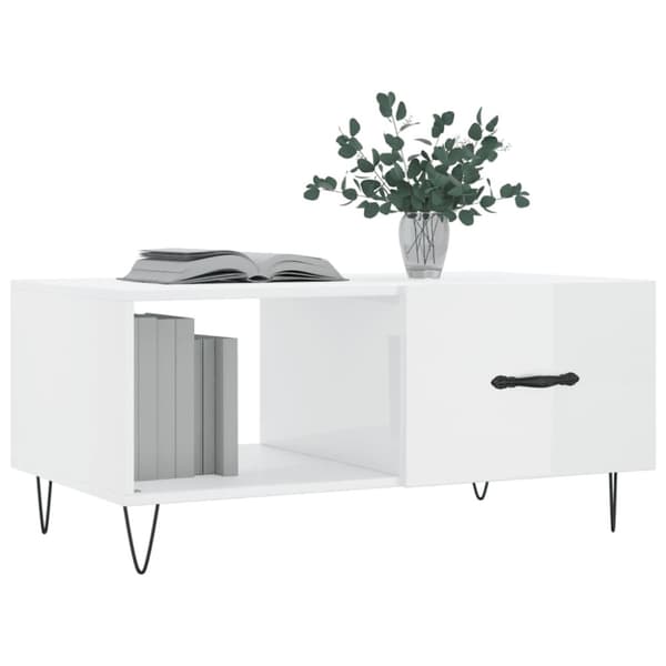 vidaXL sofabord 90x50x40 cm konstrueret træ hvid højglans