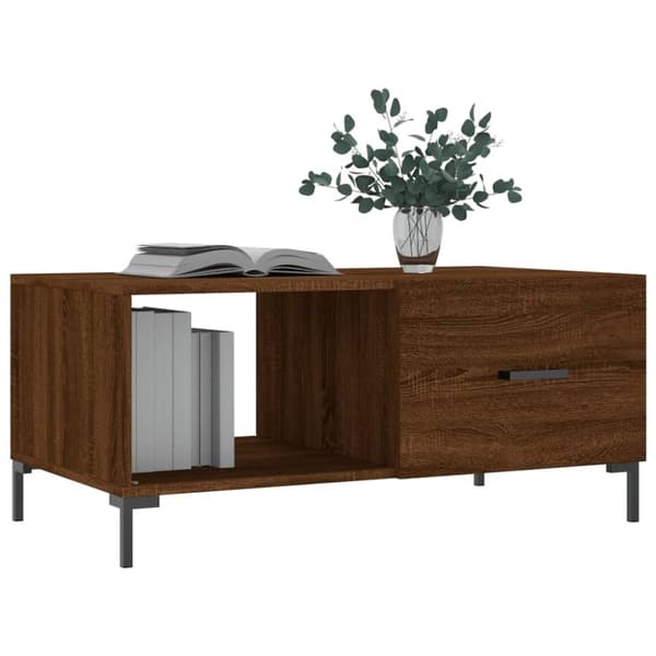 vidaXL sofabord 90x50x40 cm konstrueret træ brun egetræsfarve