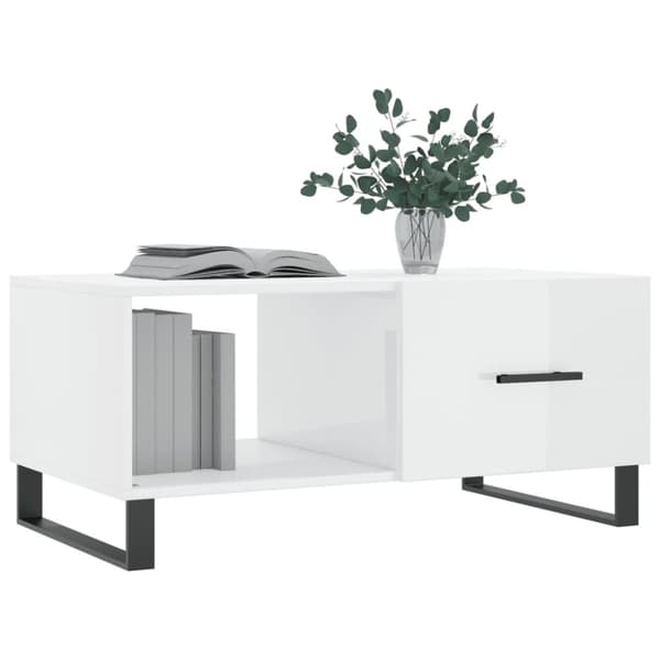 vidaXL sofabord 90x50x40 cm konstrueret træ hvid højglans