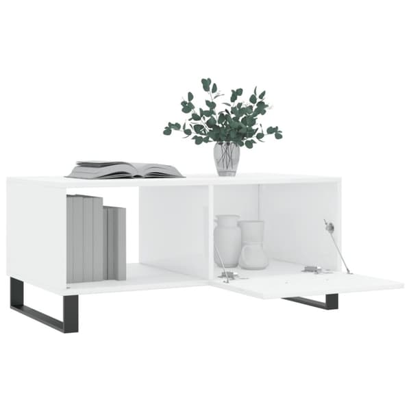 vidaXL sofabord 90x50x40 cm konstrueret træ hvid højglans
