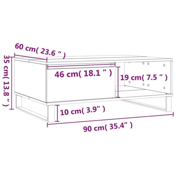 vidaXL Soffbord vit 90x60x35 cm konstruerat trä