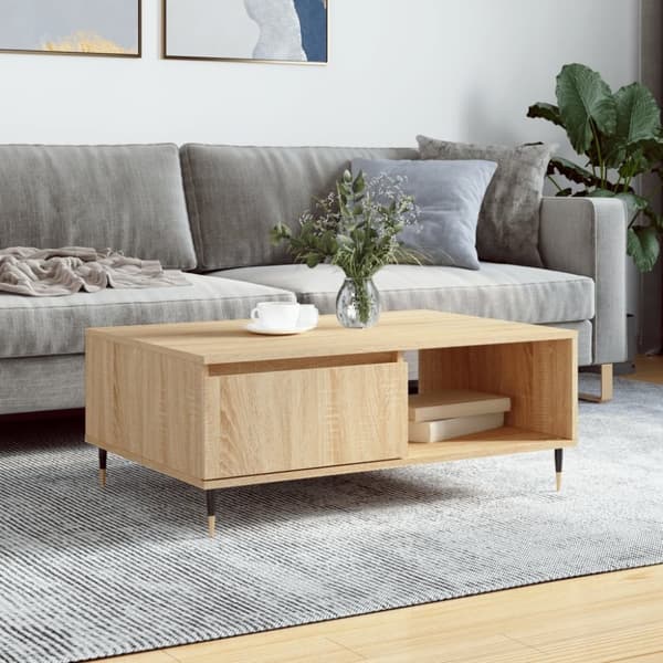 vidaXL Soffbord sonoma-ek 90x60x35 cm konstruerat trä
