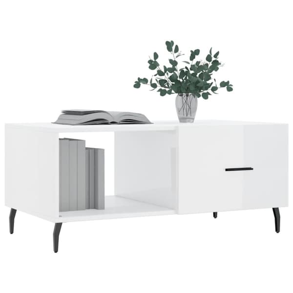 vidaXL Salongbord høyglans hvit 90x50x40 cm konstruert tre