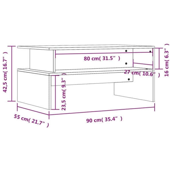 vidaXL sofabord 90x55x42,5 cm konstrueret træ betongrå