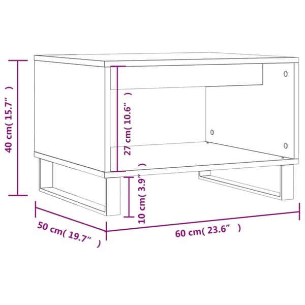 vidaXL Salongbord betonggrå 60x50x40 cm konstruert tre