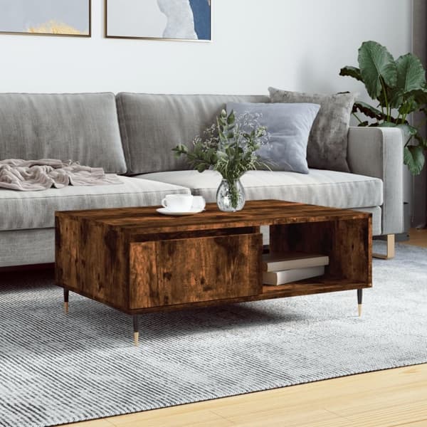 vidaXL Soffbord rökfärgad ek 90x60x35 cm konstruerat trä