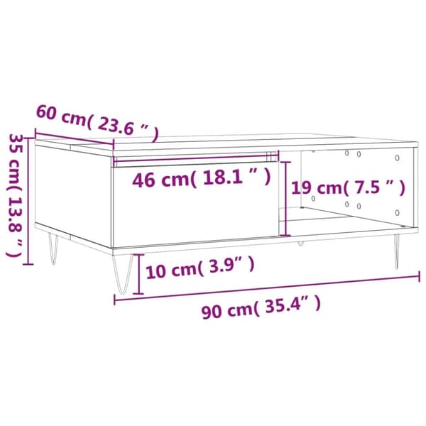 vidaXL Soffbord vit 90x60x35 cm konstruerat trä