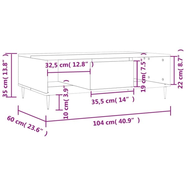 vidaXL Soffbord vit 104x60x35 cm konstruerat trä