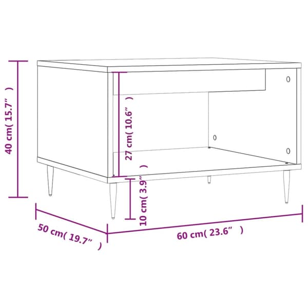 vidaXL sofabord 60x50x40 cm konstrueret træ brunt egetræ