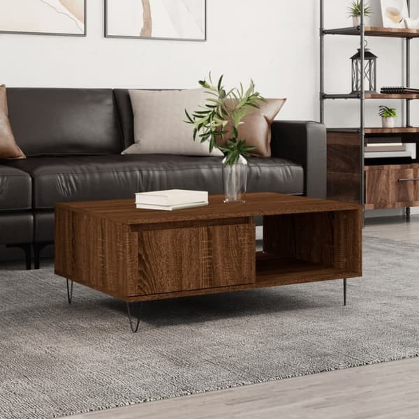 vidaXL Sohvapöytä ruskea tammi 90x60x35 cm tekninen puu