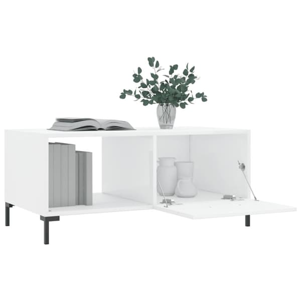 vidaXL sofabord 90x50x40 cm konstrueret træ hvid højglans