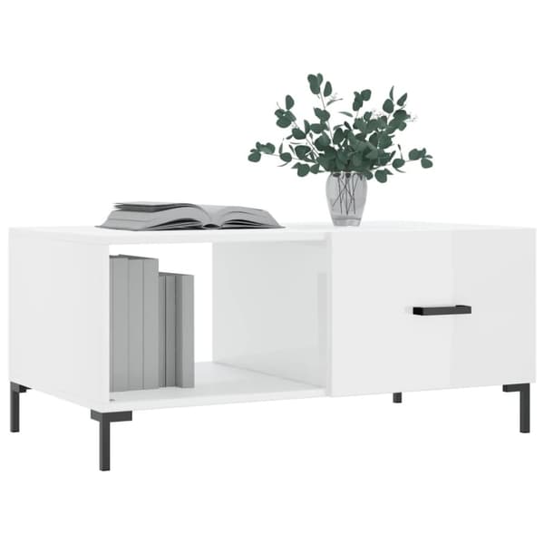 vidaXL Soffbord vit högglans 90x50x40 cm konstruerat trä