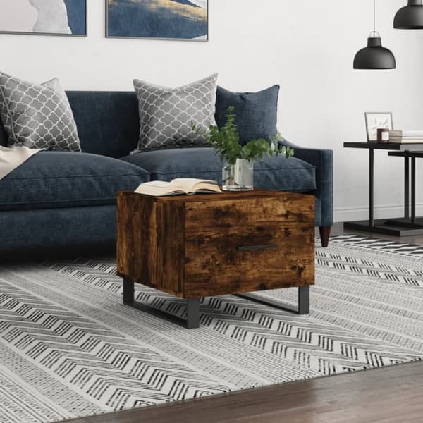vidaXL Soffbord rökfärgad ek 50x50x40 cm konstruerat trä