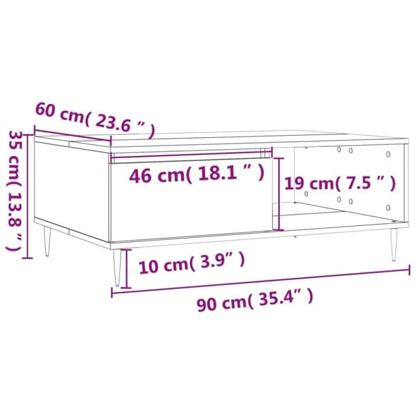 vidaXL sofabord 90x60x35 cm konstrueret træ sort