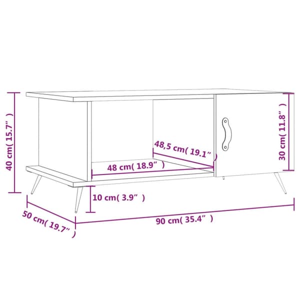 vidaXL Salongbord svart 90x50x40 cm konstruert tre