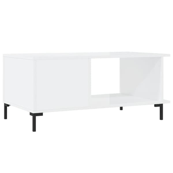 vidaXL sofabord 90x50x40 cm konstrueret træ hvid højglans