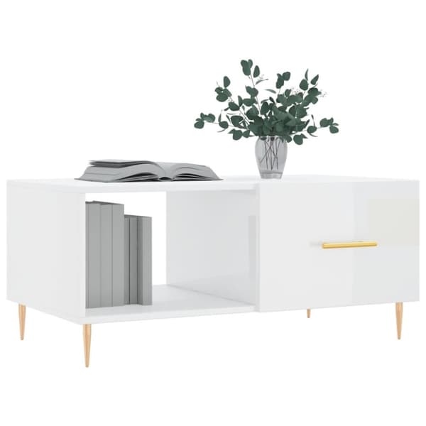 vidaXL Salongbord høyglans hvit 90x50x40 cm konstruert tre