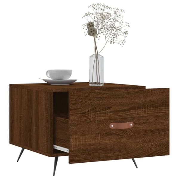 vidaXL sofabord 50x50x40 cm konstrueret træ brun egetræsfarve