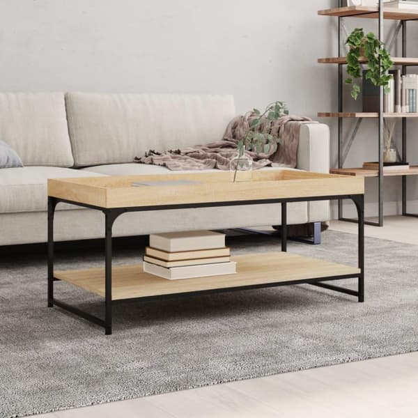 vidaXL Sohvapöytä Sonoma-tammi 100x49x45 cm tekninen puu