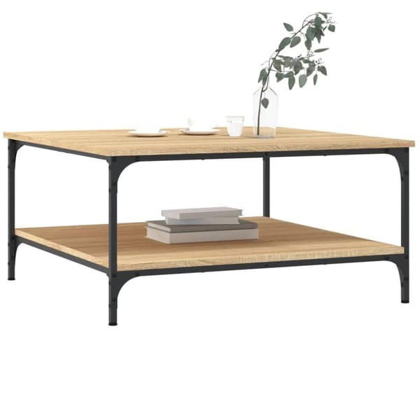 vidaXL Soffbord sonoma-ek 80x80x40 cm konstruerat trä