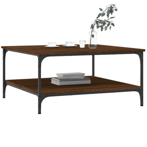 vidaXL sofabord 80x80x40 cm konstrueret træ brun egetræsfarve