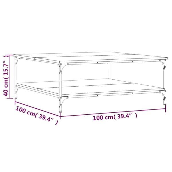 vidaXL Salongbord brun eik 100x100x40 cm konstruert tre