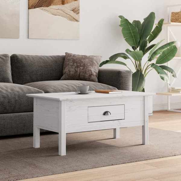 vidaXL Soffbord BODO vit 100x55x46 cm massiv furu